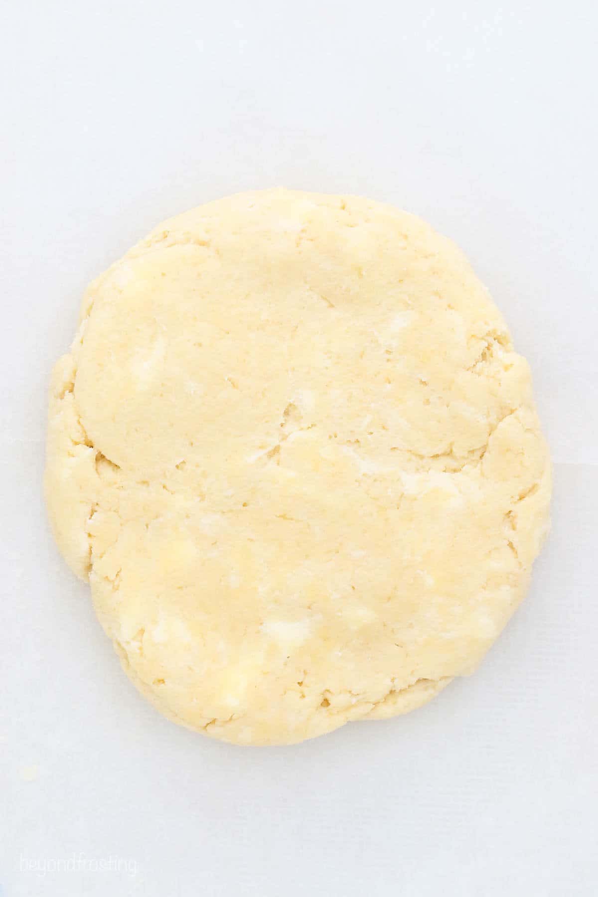 A disc of homemade butter pie dough