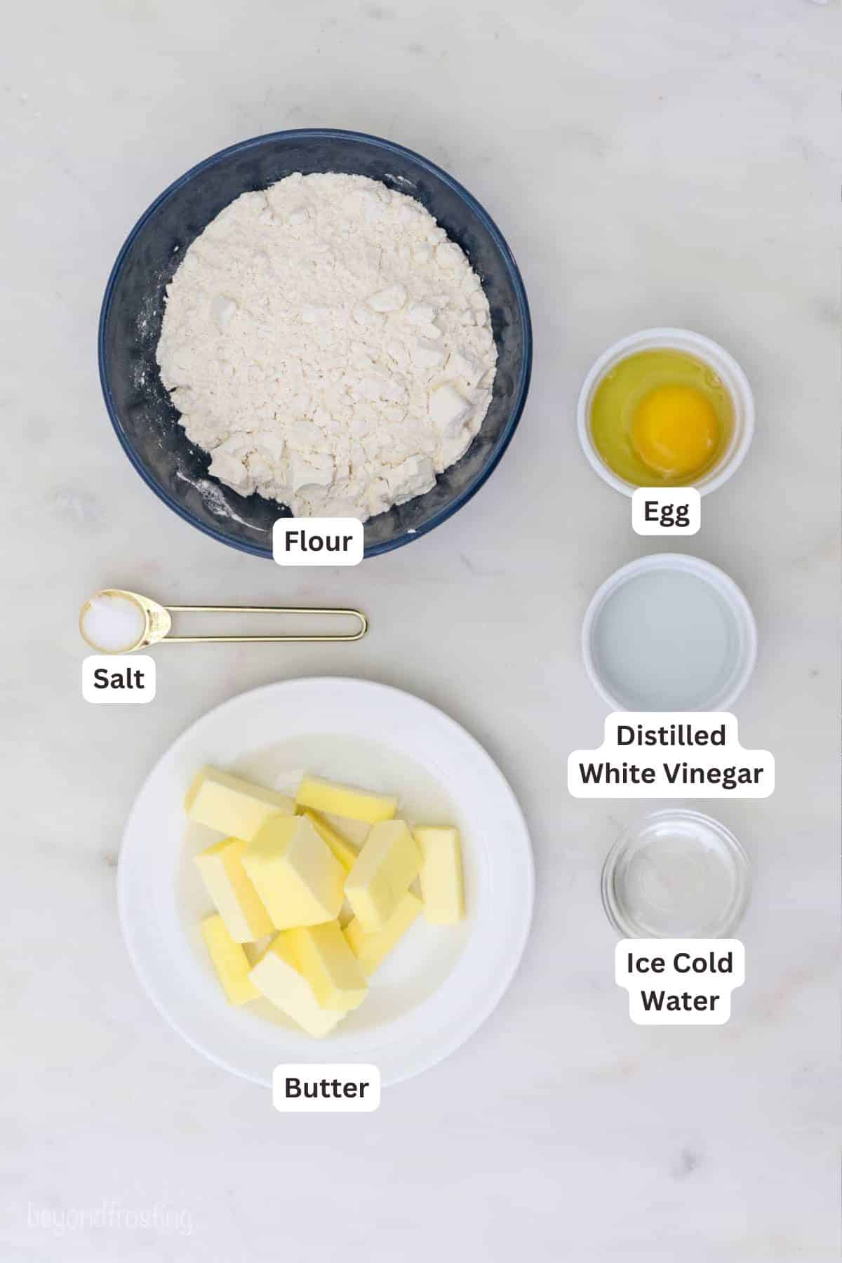 Ingredients for Easy Pie Crust.
