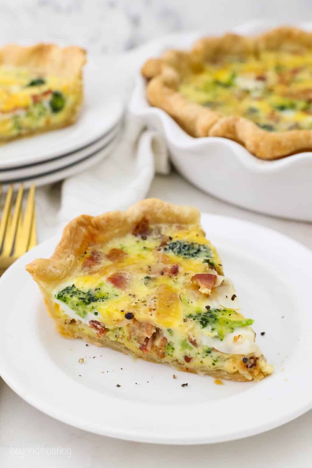 Cheesy Broccoli Bacon Quiche | Beyond Frosting