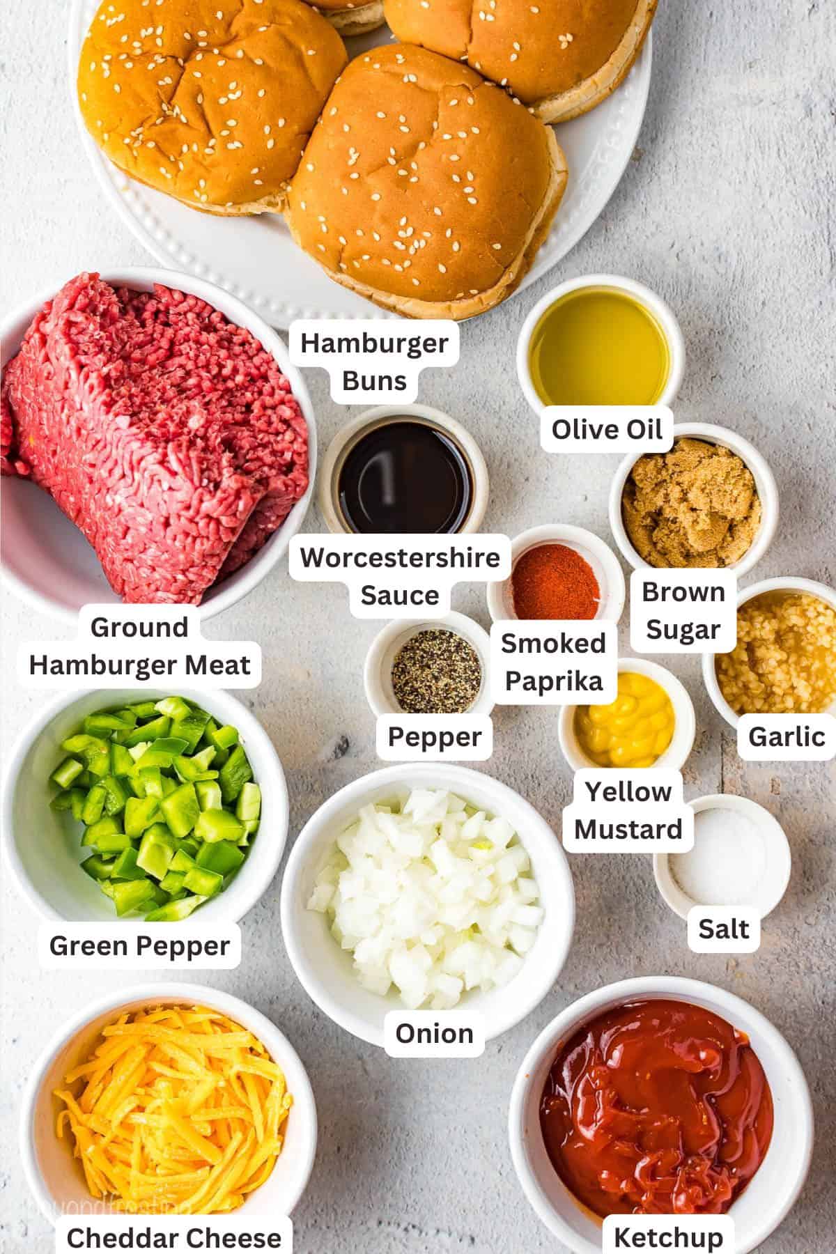 Ingredients for Homemade Sloppy Joes.