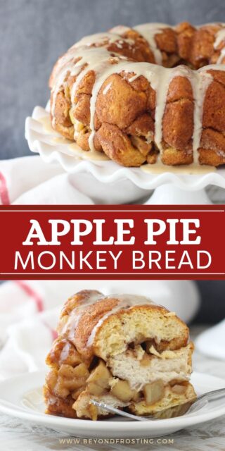 two images of apple monkey bread with a text overlay