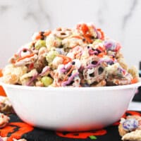 A big bowl piled high with Halloween monster munch.