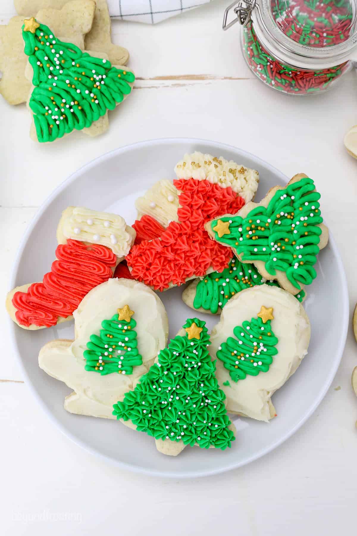 A plate of decorated sugar cookies