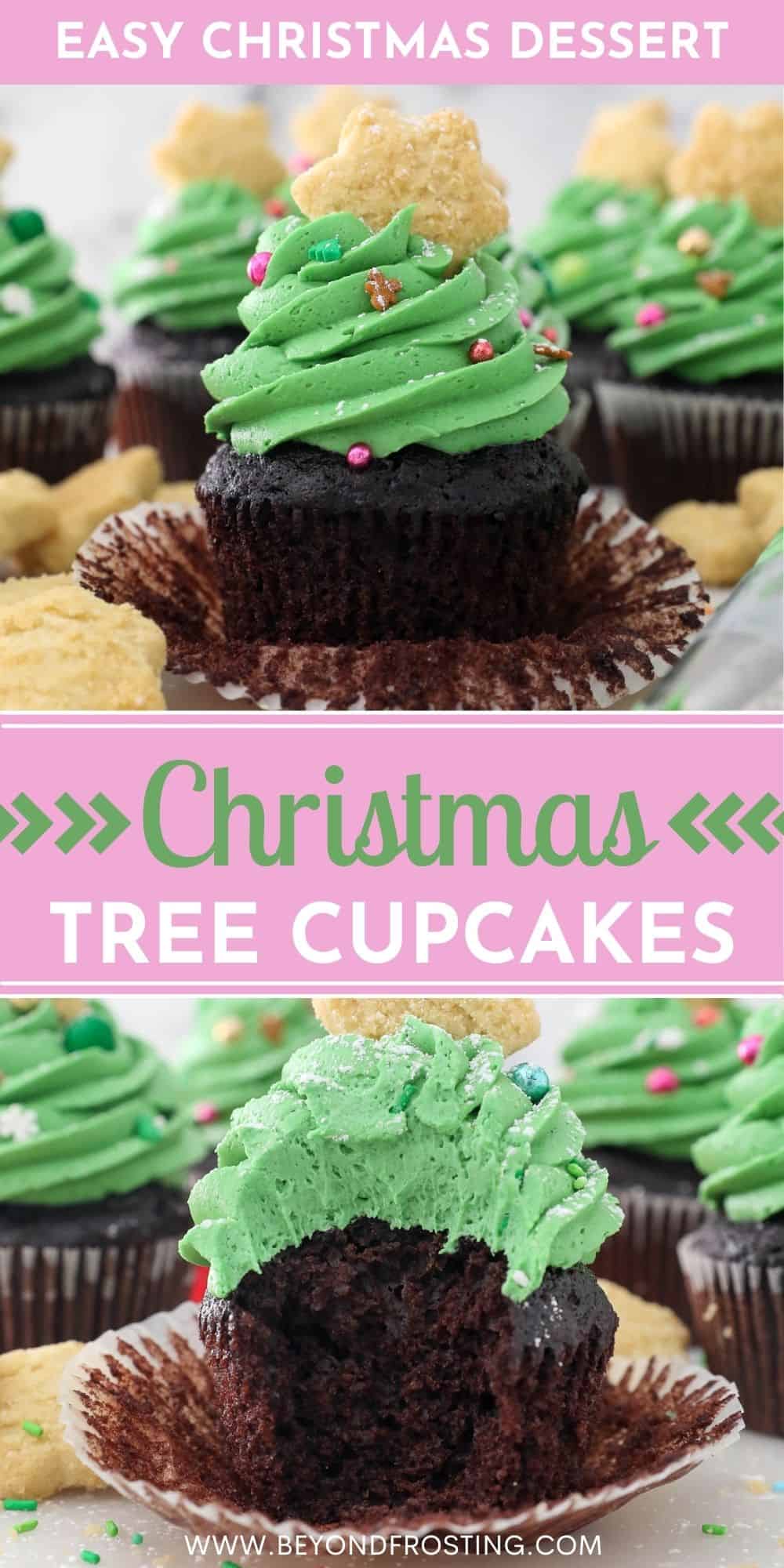 Christmas Tree Cupcakes- an easy Christmas Dessert | Beyond Frosting