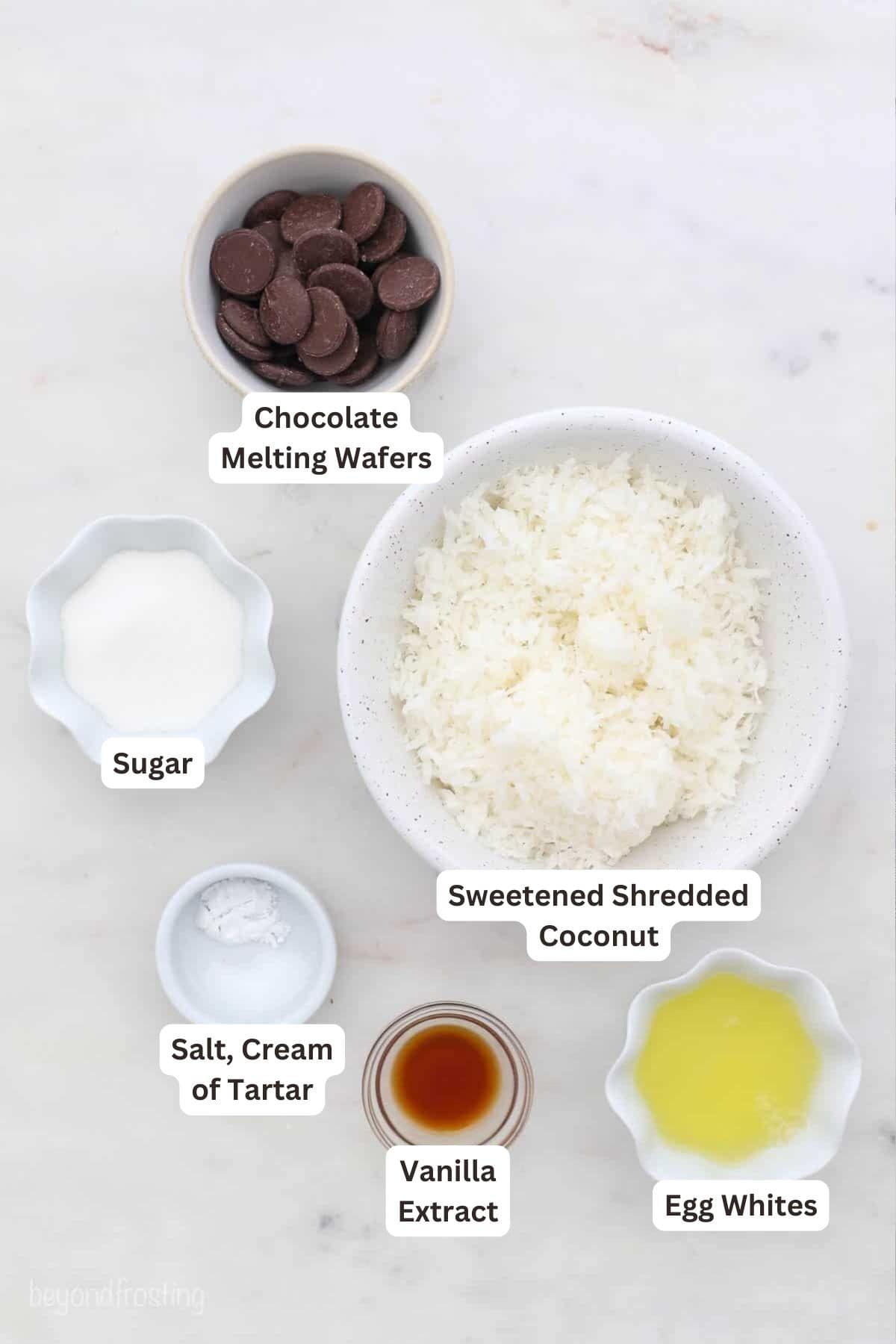 Ingredients for Chocolate Coconut Macaroons.
