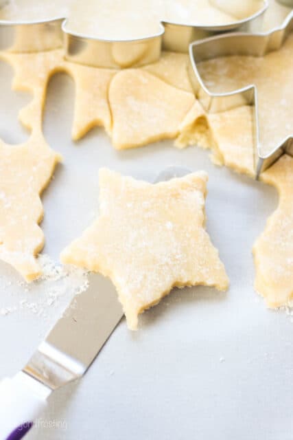 a star shaped Cut out sugar cookie dough