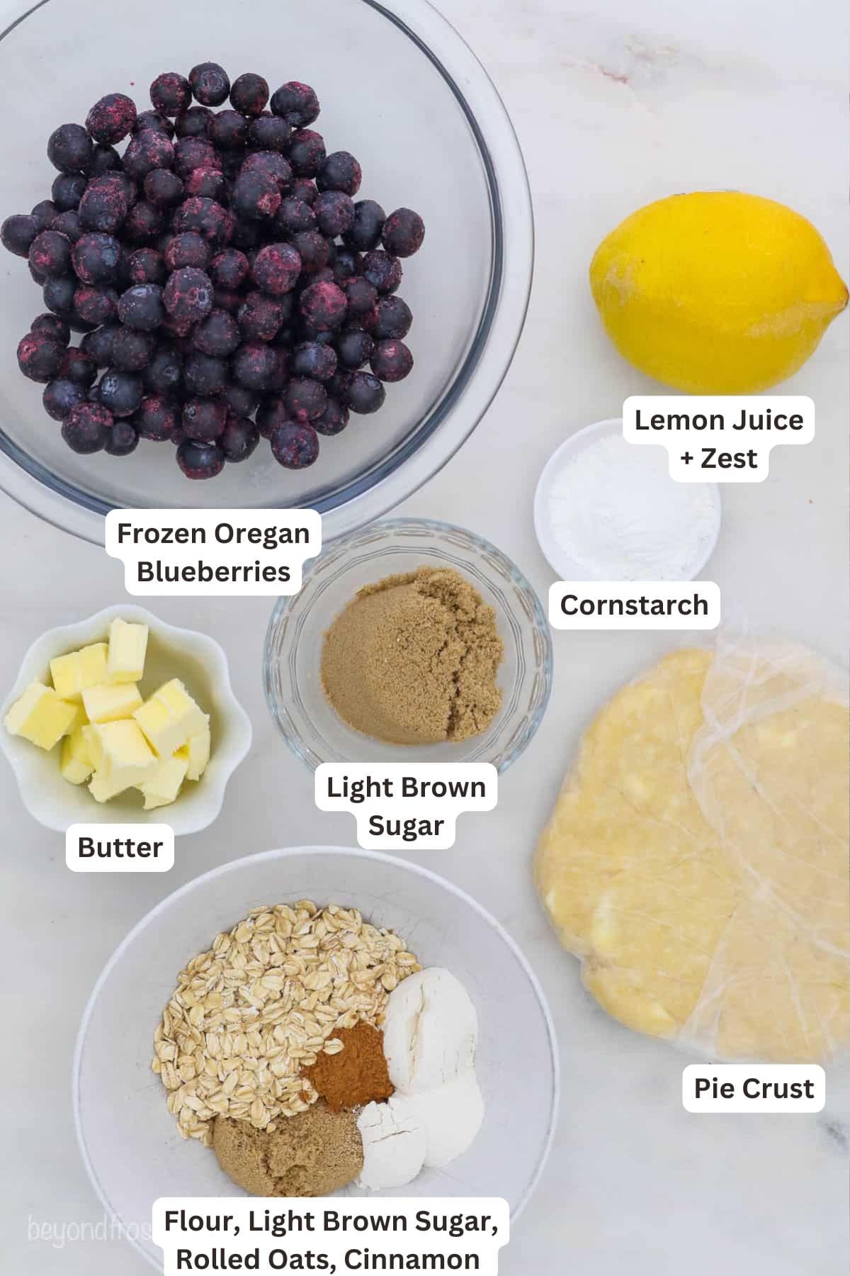 Ingredients for Mini Blueberry Pies.
