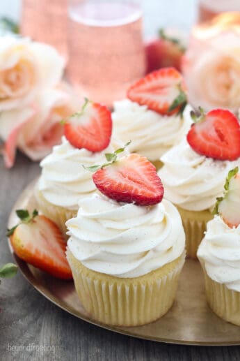 Strawberry Rosé Cupcakes - Beyond Frosting