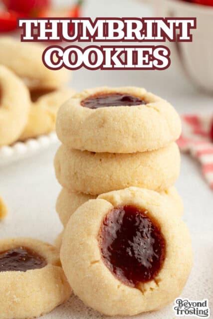 Pinterest title image for Thumbprint Cookies.