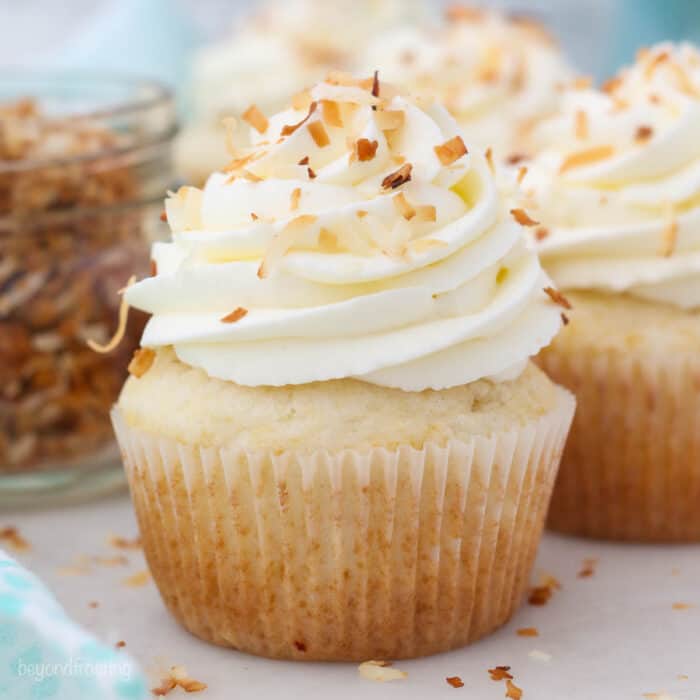 Easy Coconut Cream Pie Cupcakes with Cake Mix | Beyond Frosting