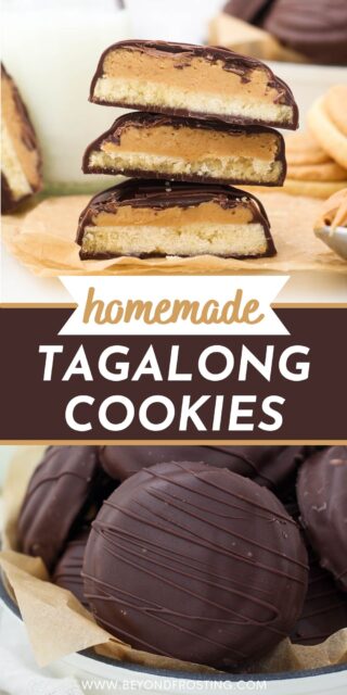 Two images of Tagalong Cookies with text overlay
