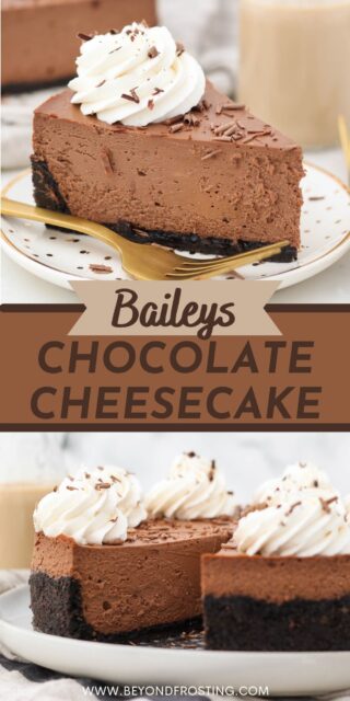 Two photos of Baileys Cheesecake with a text overlay