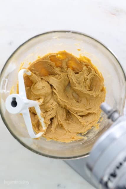 Peanut butter in a mixing bowl
