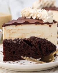 A close up of a slice of Bailey's Ice Cream Cake