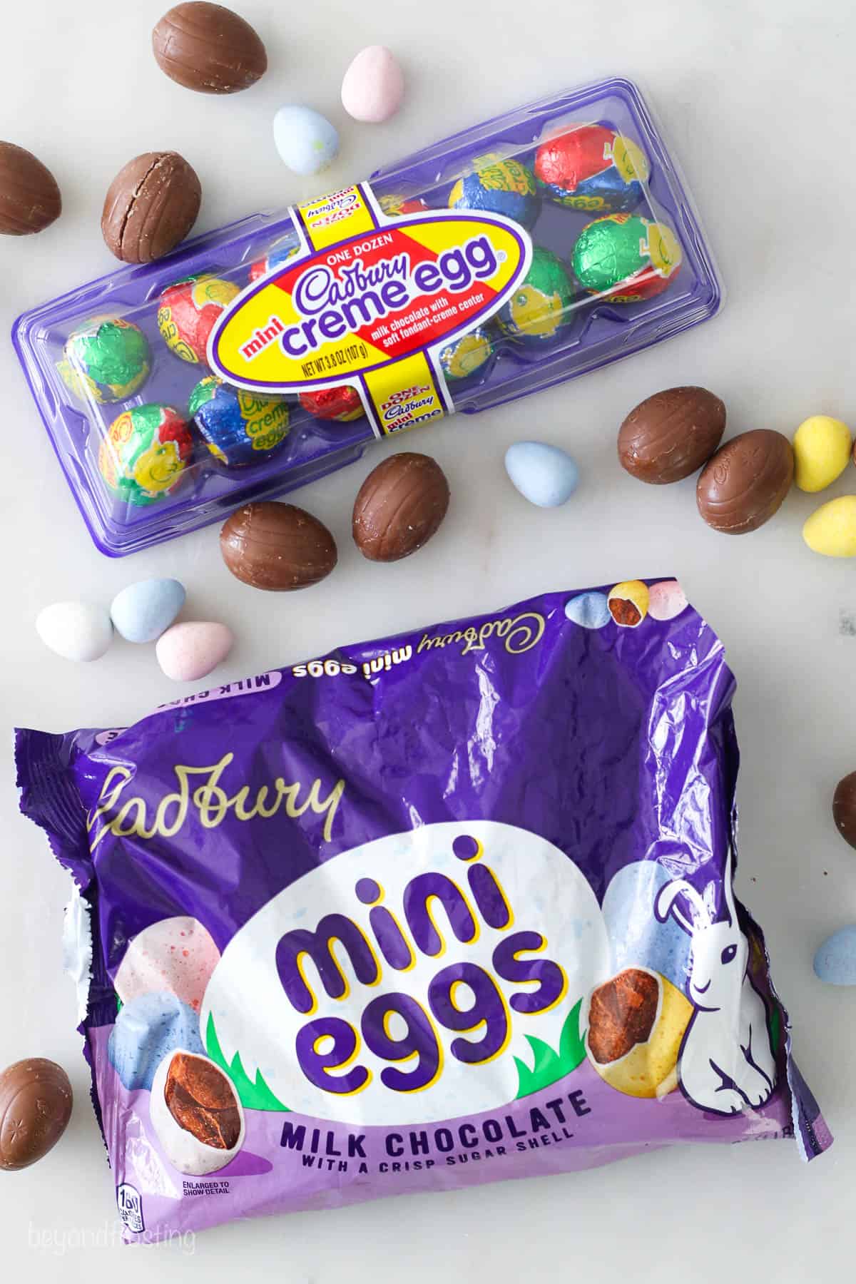 A picture of Mini Cadbury Creme Eggs and Cadbury Mini Eggs
