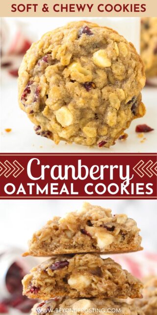 Pinterest graphic with cranberry oatmeal cookies