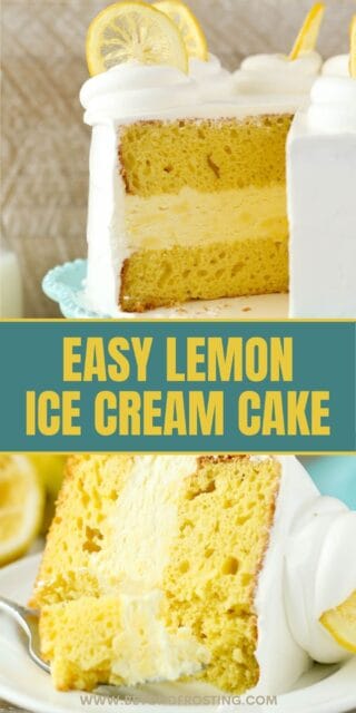 Lemon Ice Cream Cake Pinterest Image with Text