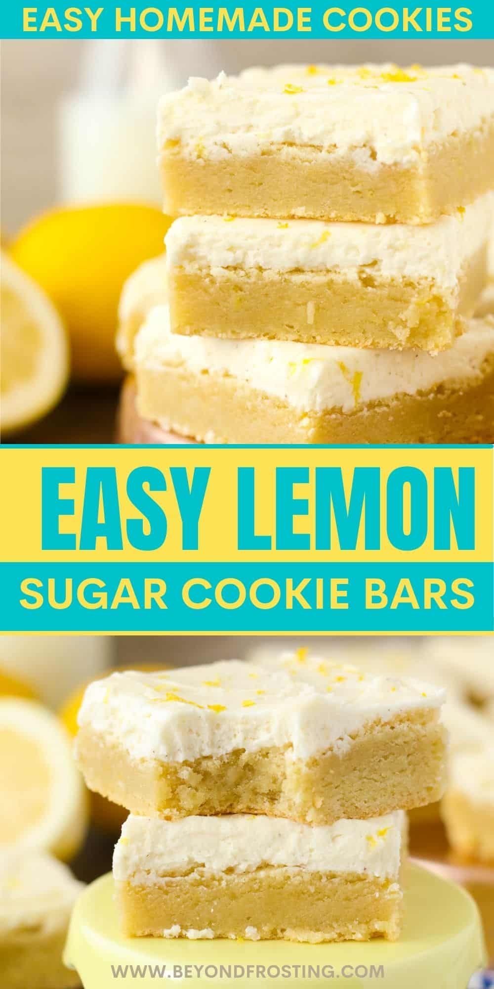 Easy Lemon Sugar Cookie Bars | Beyond Frosting