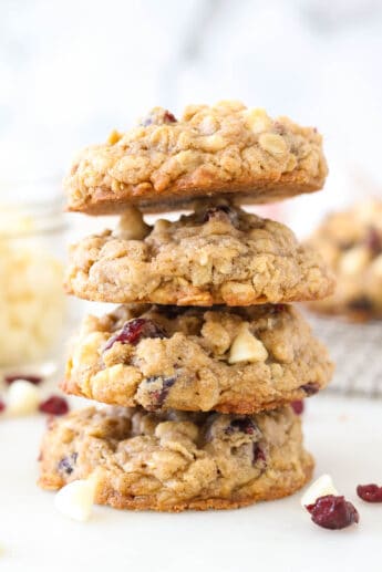Soft &amp; Chewy Oatmeal Cranberry Cookies l Beyond Frosting