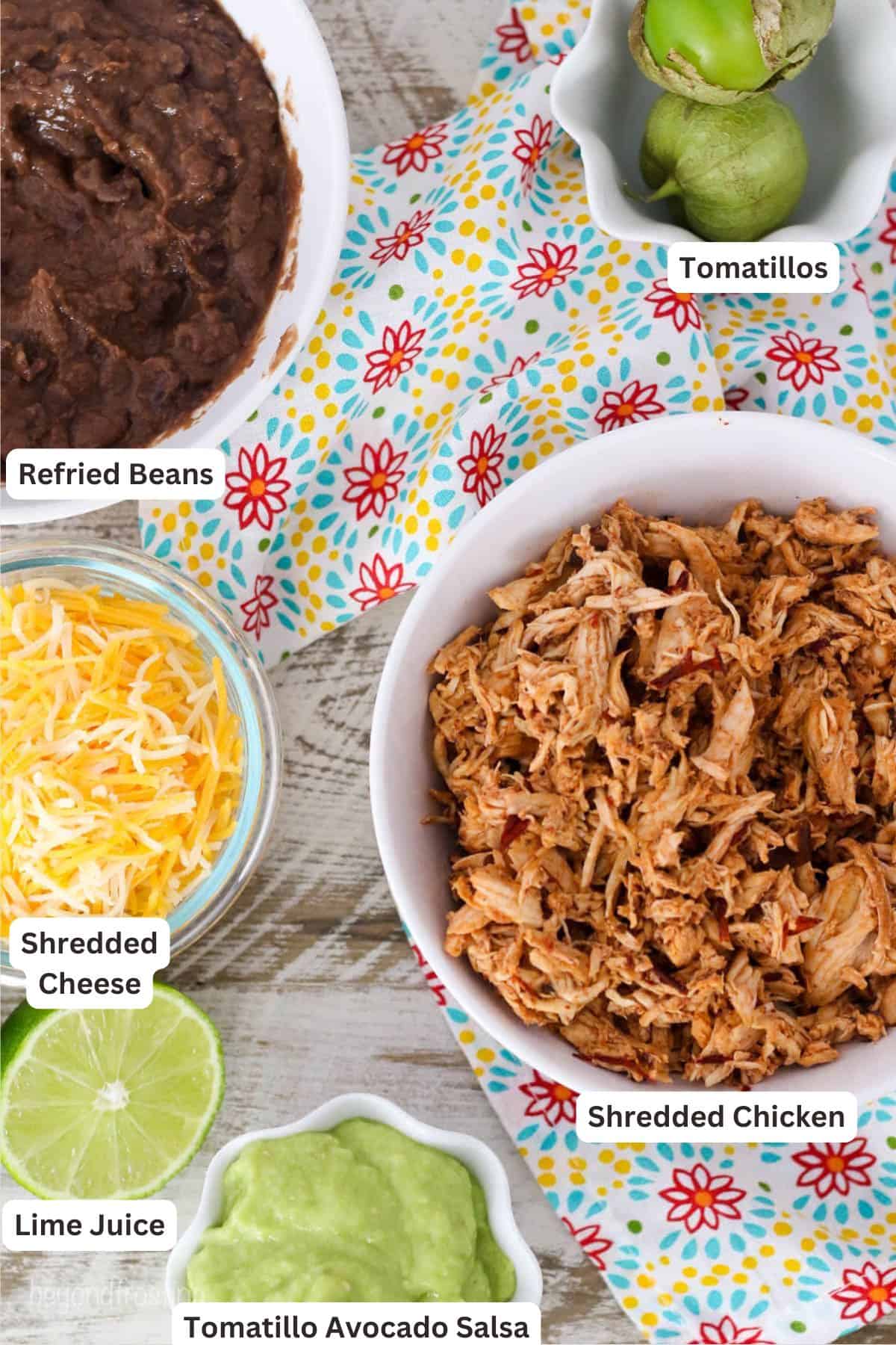 Ingredients for Baked Chipotle Chicken Taquitos.