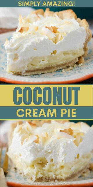 Pinterest image for coconut cream pie with text