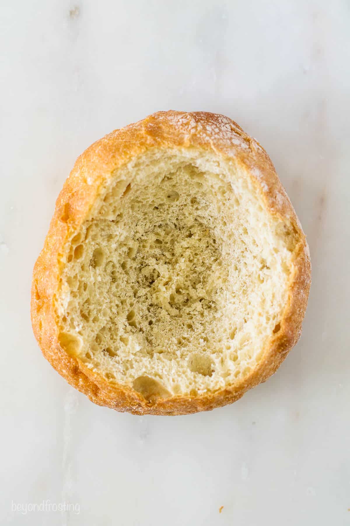 Overhead view of a bread bowl