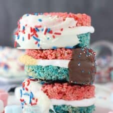 Patriotic Rice Krispie Treat S’mores.-image