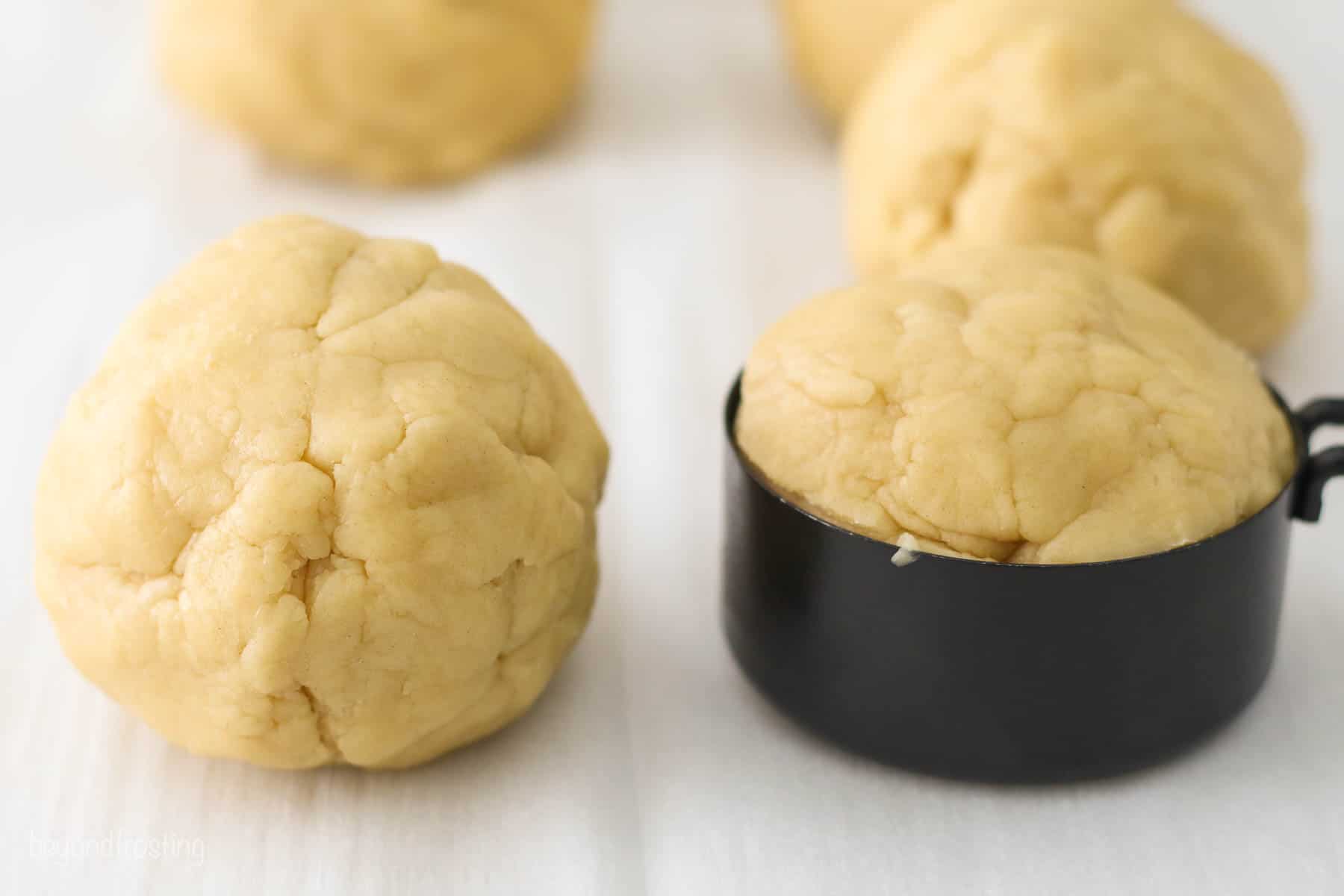 Large balls of sugar cookie dough
