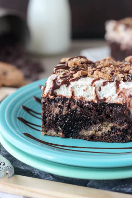 Chocolate Chip Cookie Poke Cake | Beyond Frosting