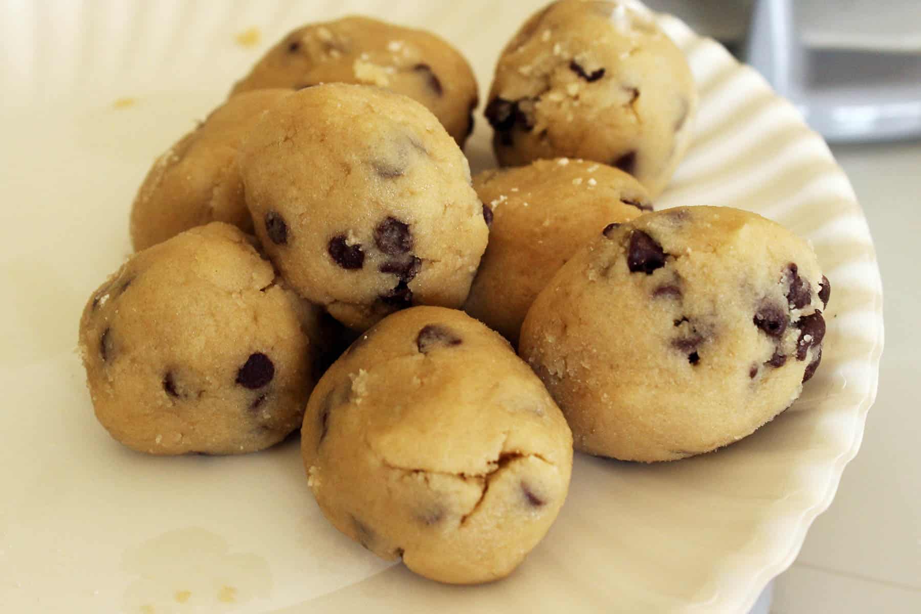 cookie dough balls on a plate