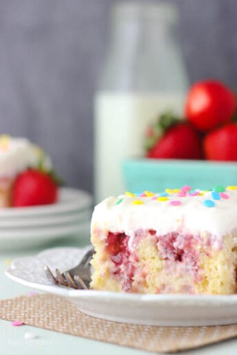 Strawberry Cheesecake Poke Cake | Beyond Frosting