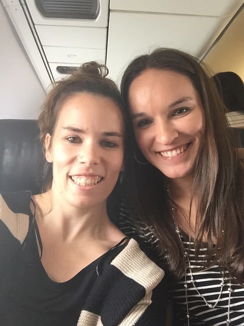 Blog author and her best friend on an airplane