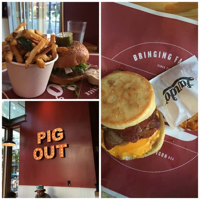 Collage of burger and fries from Lardo restaurant