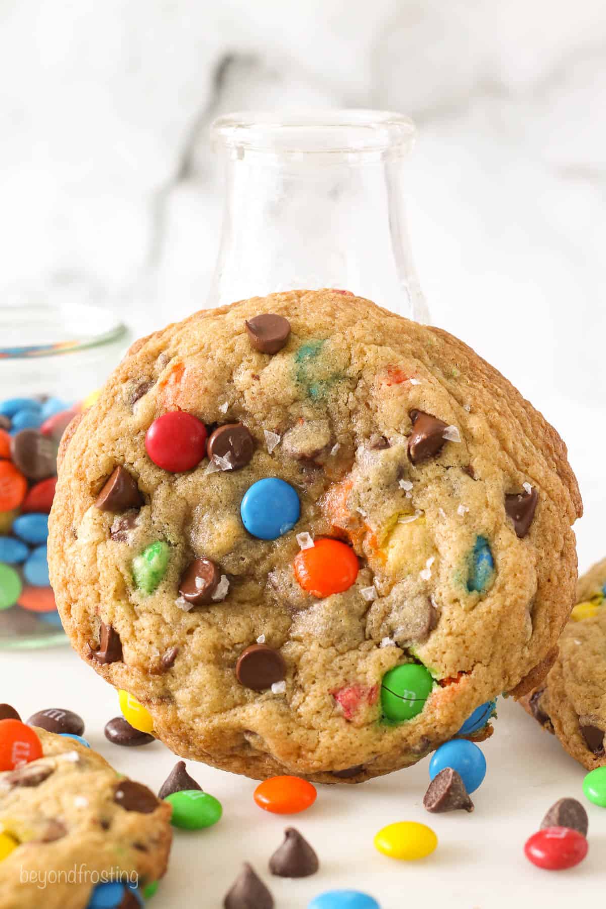 A giant m&m cookie on its side