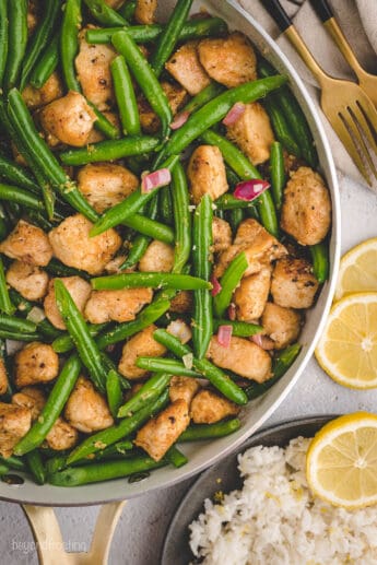 Quick & Easy Lemon Chicken Stir Fry with Green Beans l Beyond Frosting