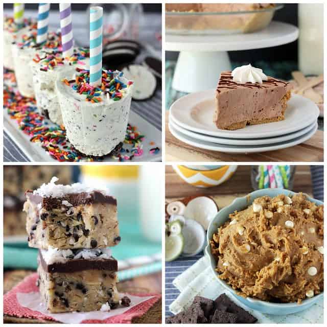 Collage of four desserts for baby showers