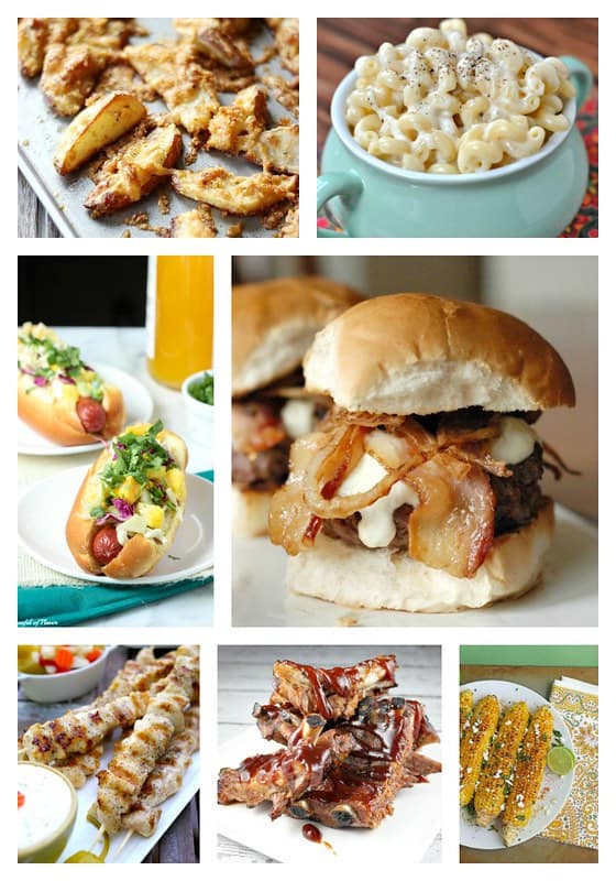 A collage of main course dishes for the 4th of July