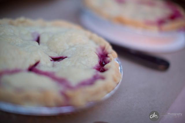 Close-up view of homemade blackberry pie