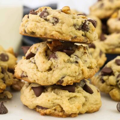 3 Chocolate Chip Walnut Cookies Stacked