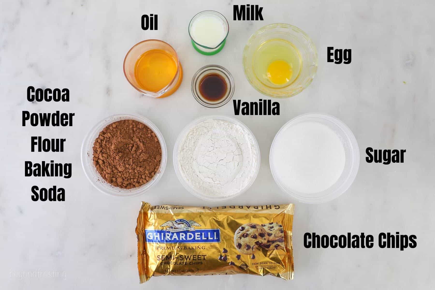 Ingredients for Cocoa Powder Brownies with text overlay