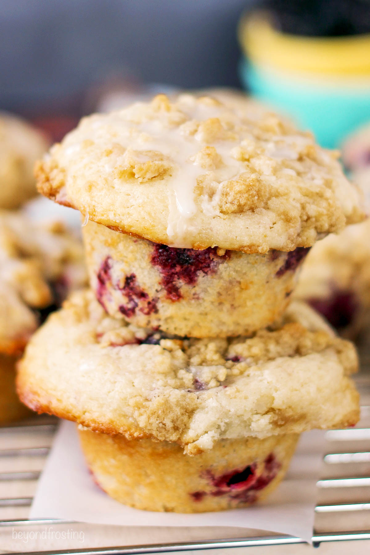 two lemon muffins stacked