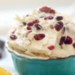 closeup of a bowl filled with almond bark