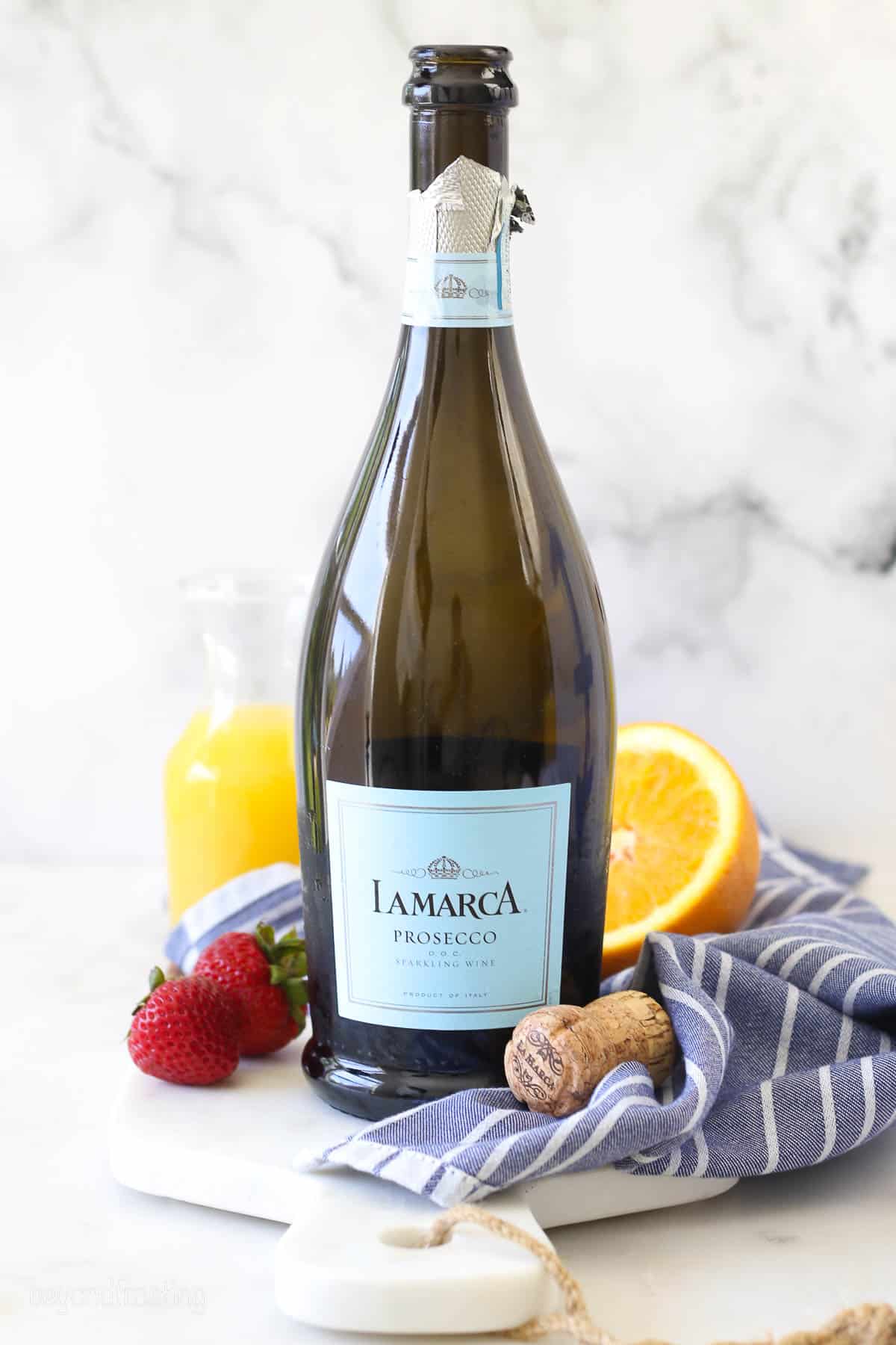 An open bottle of LaMarca prosecco