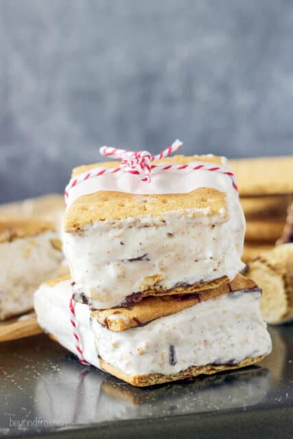 two ice cream sandwiches stacked