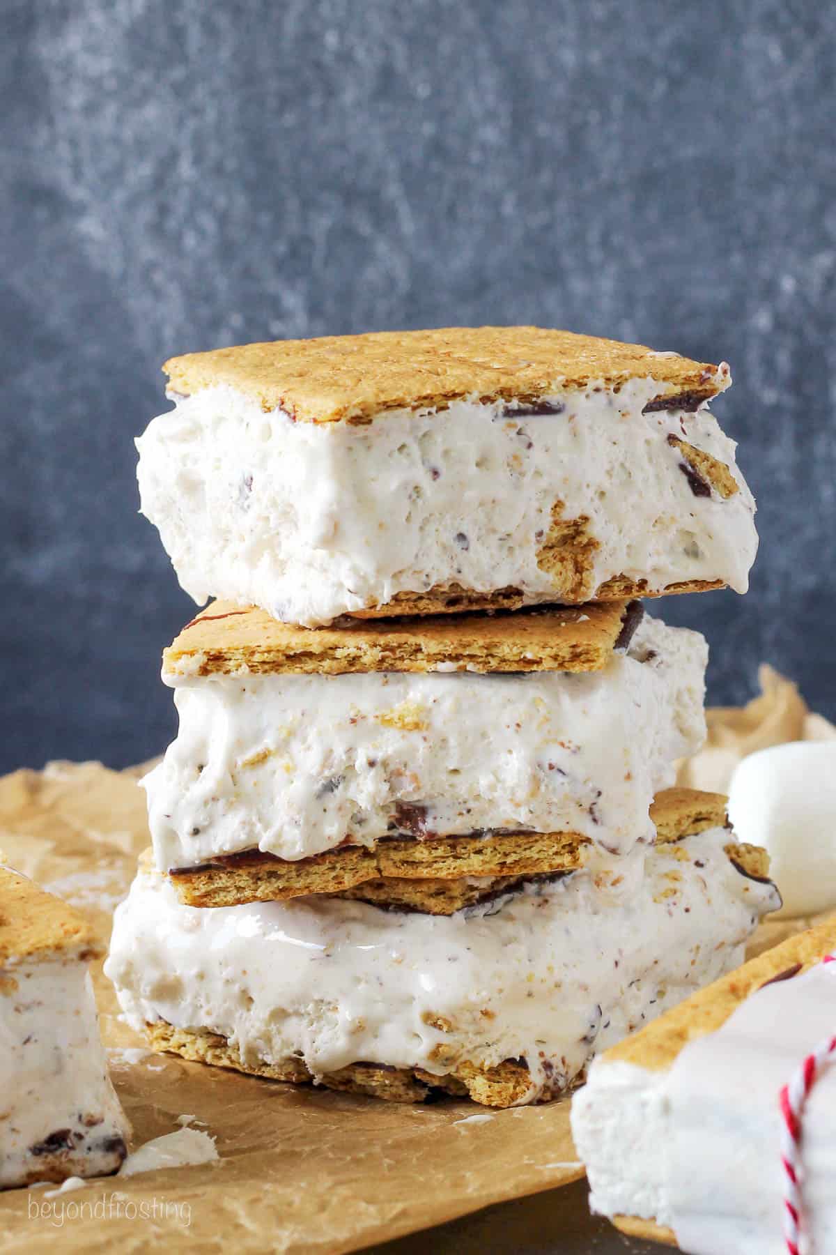 three ice cream sandwiches stacked