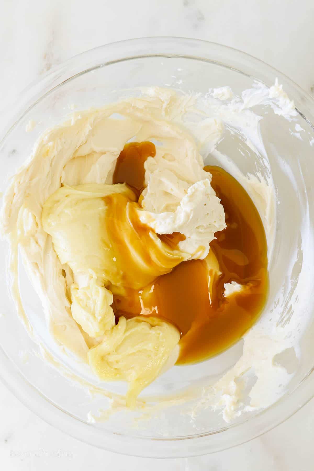 Whipped cream cheese with vanilla extract