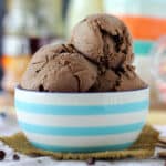 closeup of a bowl filled with salted caramel ice cream