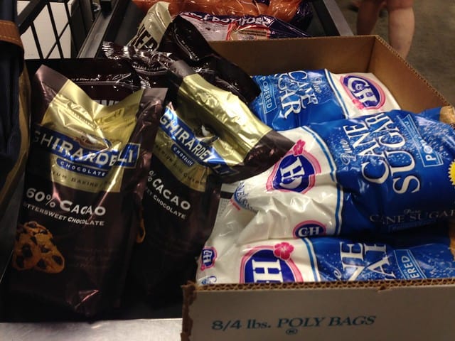 Bags of Ghirardelli cocoa and powdered sugar