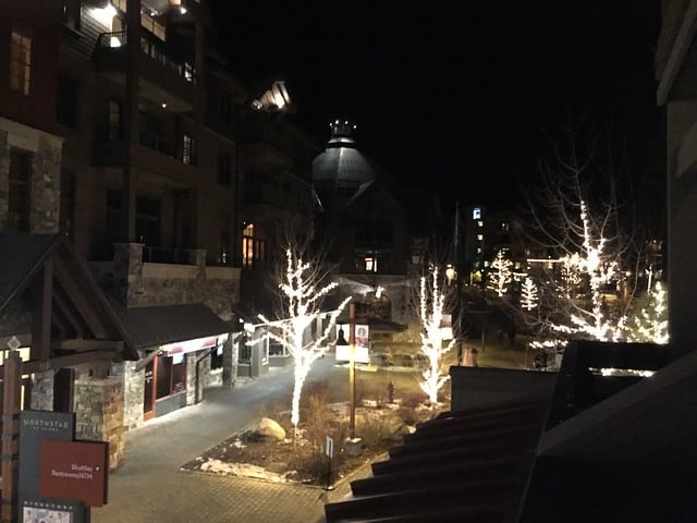 Nighttime view of Northstar resort in Lake Tahoe