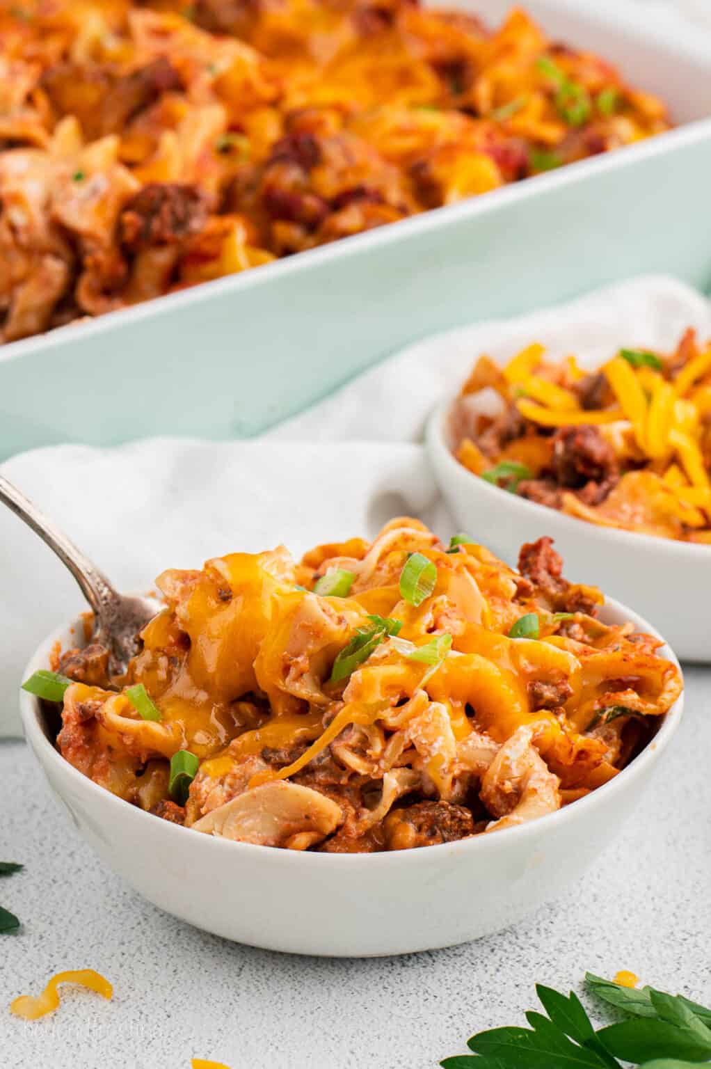 Cheesy Hamburger Noodle Casserole l Beyond Frosting